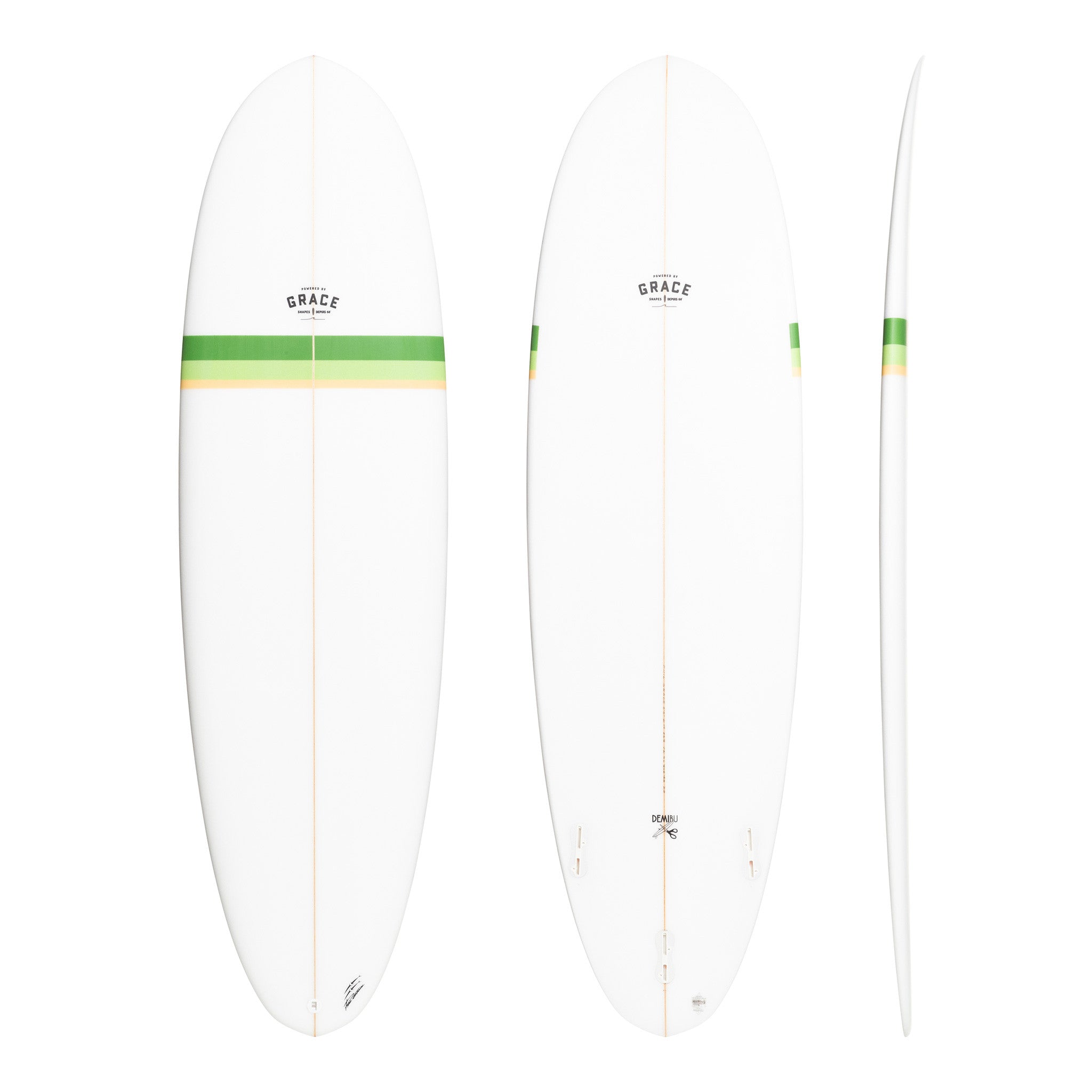 Demibu 6'8" x 21 3/4" X 2 5/8" - 44.00L, Diamond, 3x FCS 2 Fin Boxes, PU - ID:1001207
