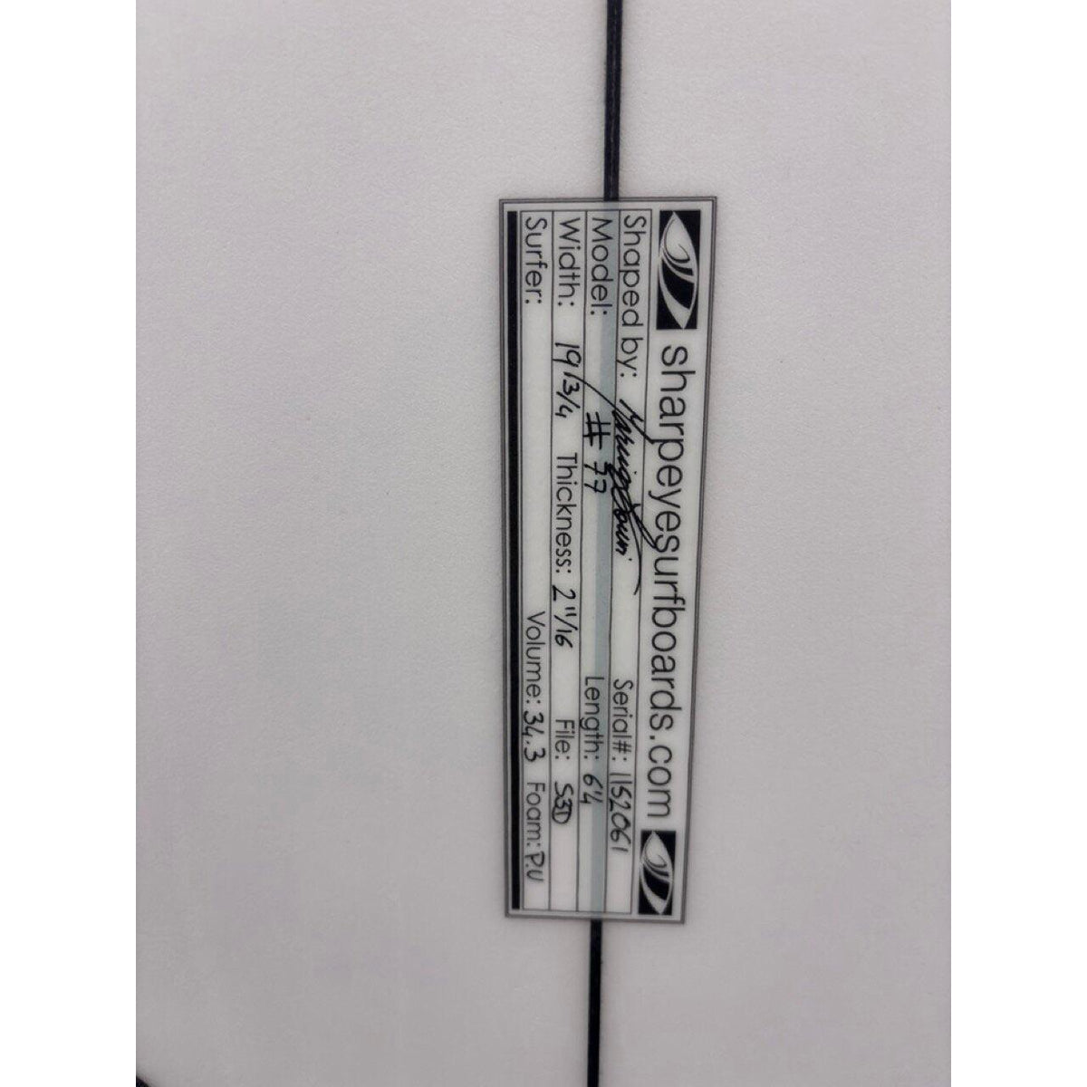 #77 6'4" x 19 3/4" X  2 11/16" - 34.30L, Round, 3x  FCS 2 Fin Boxes, PU [New] - ID:1152061