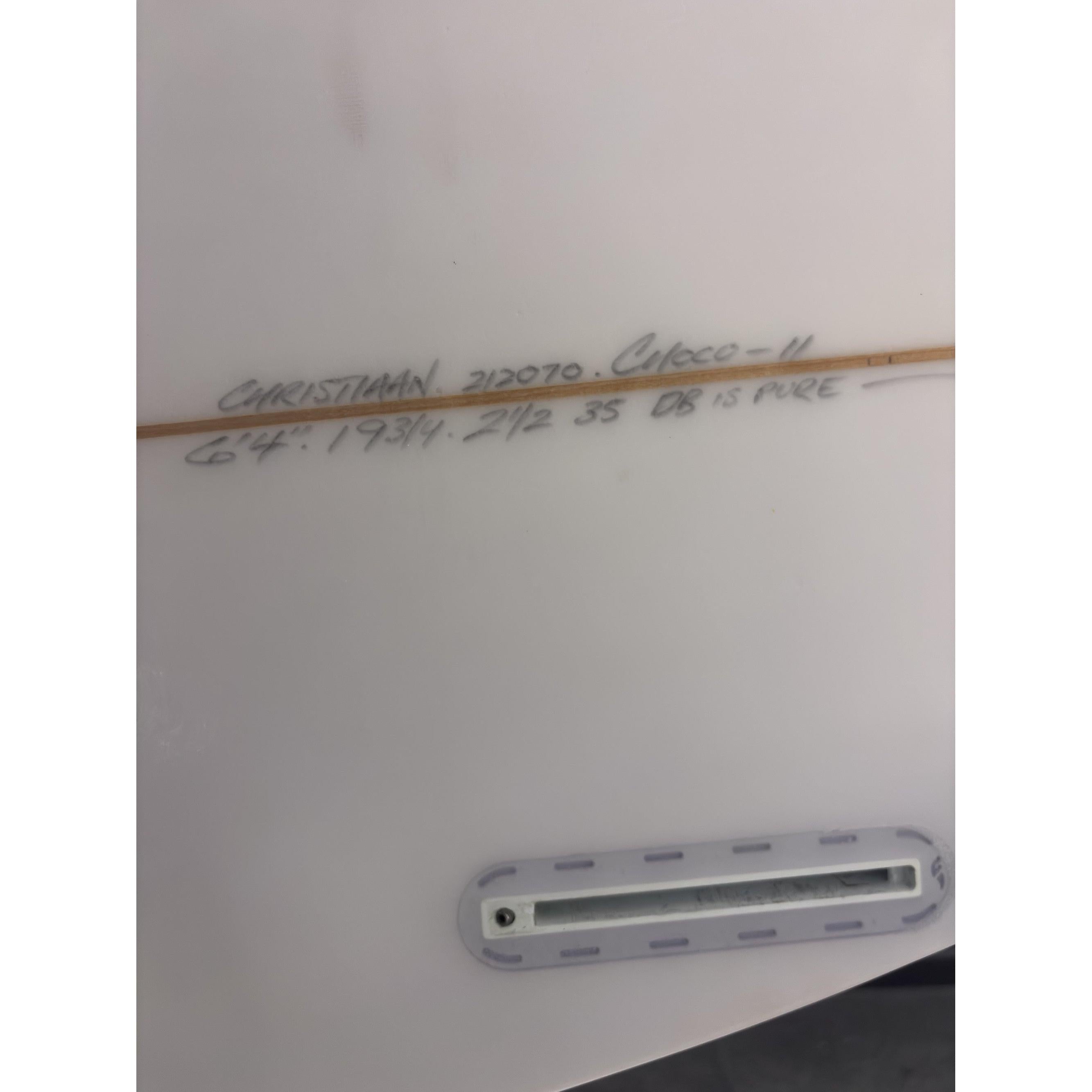 Chocolatine (narrow) 6'4" x 19 3/4" X  2 1/2" - 35.80L, Swallow, 3x  Futures Fin Boxes, PU [Good] - ID:1076097