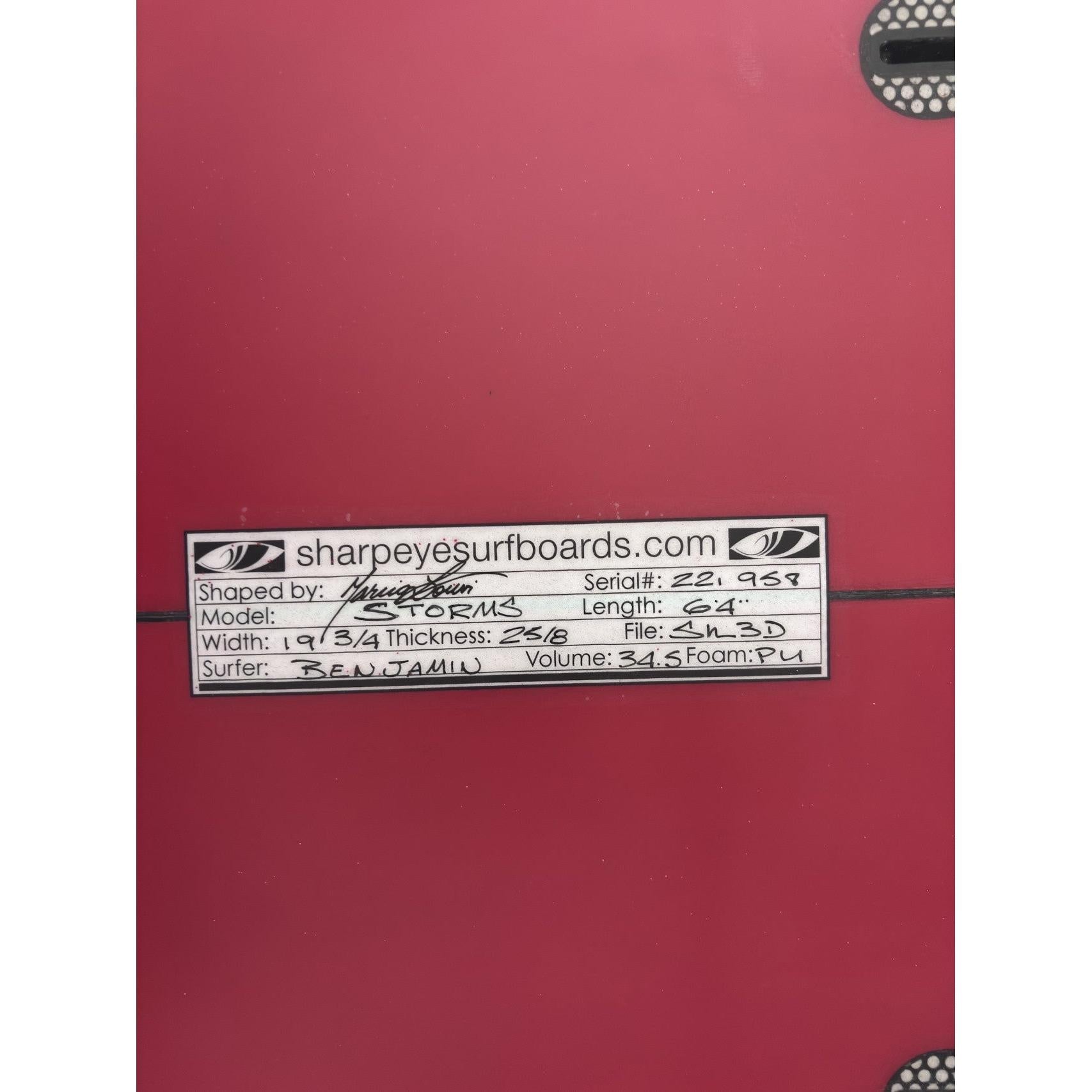 STORMS 6'4" x 19 3/4" X  2 5/8" - 34.50L, 3x  FCS 2 Fin Boxes, PU [Good] - ID:1072827