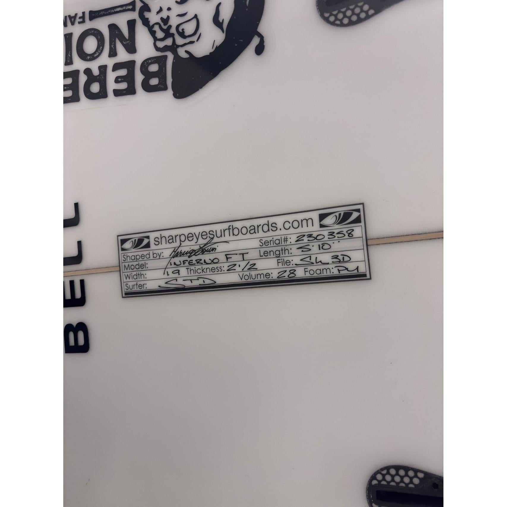 INFERNO FT 5'10" x 19" X  2 1/2" - 28.00L, 4x  FCS 2 Fin Boxes [Good] - ID:1089623