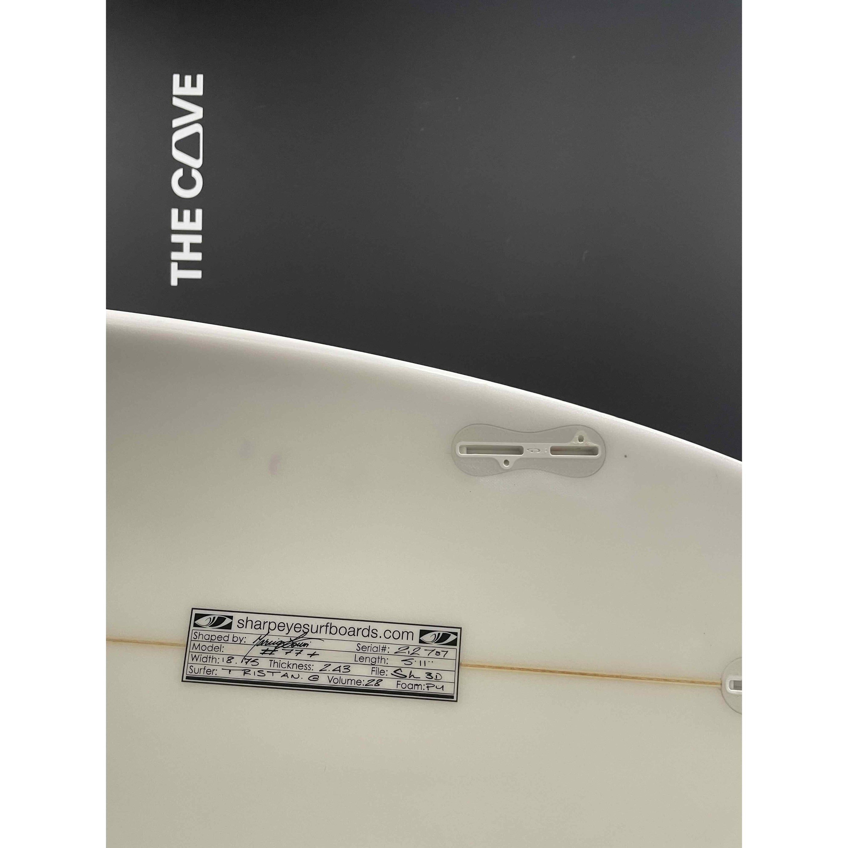 #77 + 5'11" x 18 3/4" X  2 7/16" - 28.00L, 3x  FCS 2 Fin Boxes, PU [New] - ID:972430