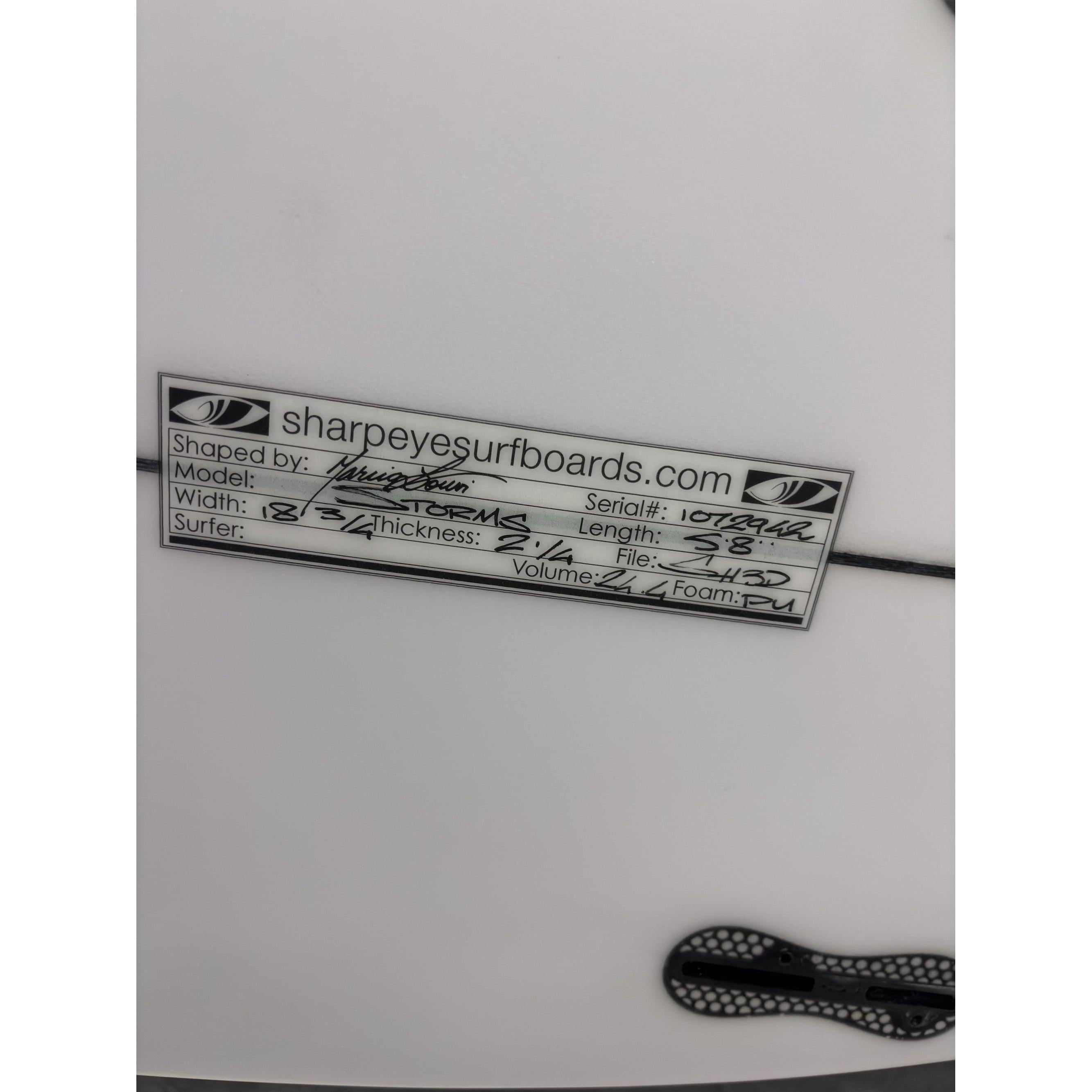 STORMS 5'8" x 18 3/4" X  2 1/4" - 24.40L, Squash, 3x  FCS 2 Fin Boxes, PU [New] - ID:1072942