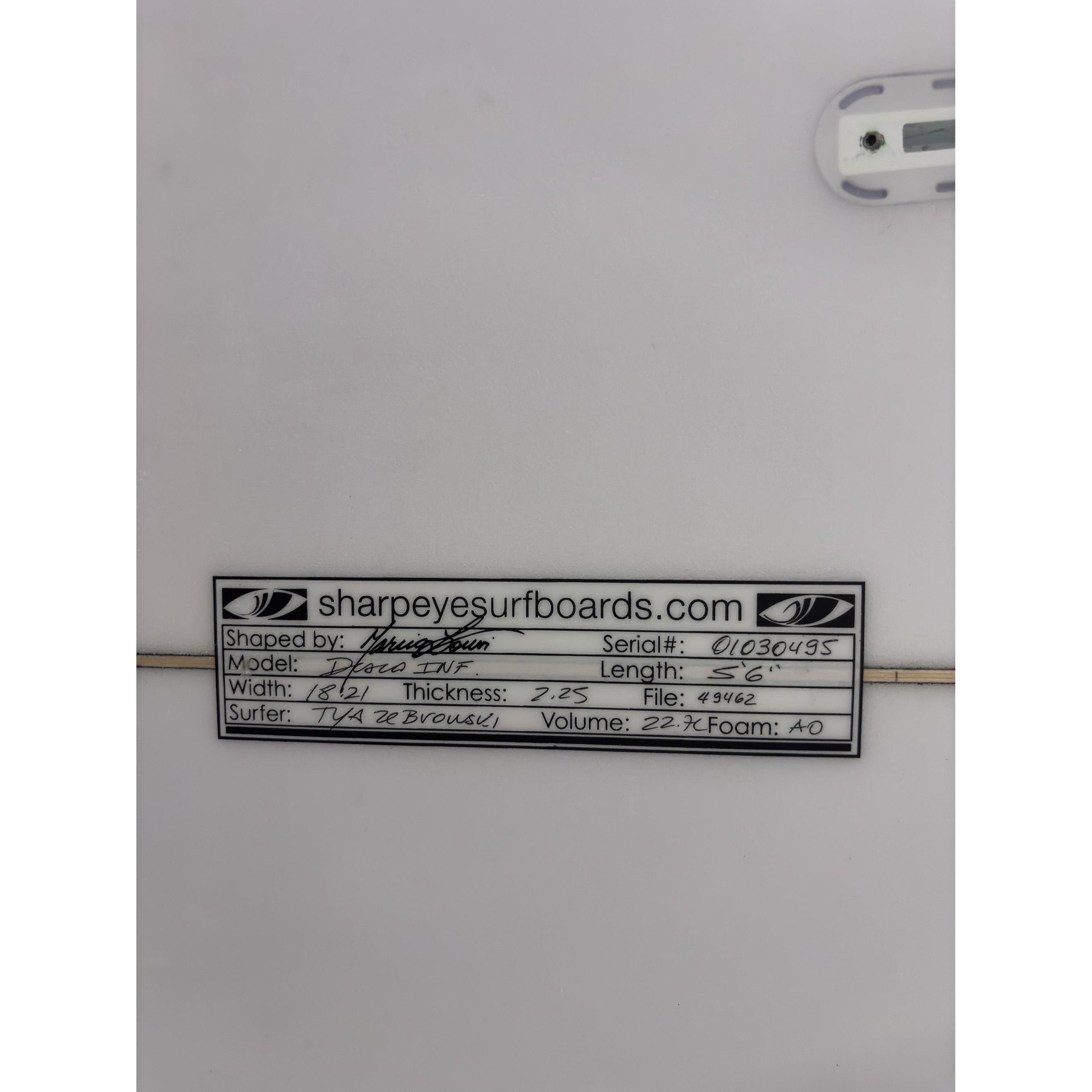 DISCO INFERNO 5'6" x 18 1/4" X  2 1/4" - 22.70L, 3x  Futures Fin Boxes, PU [New] - ID:1073138