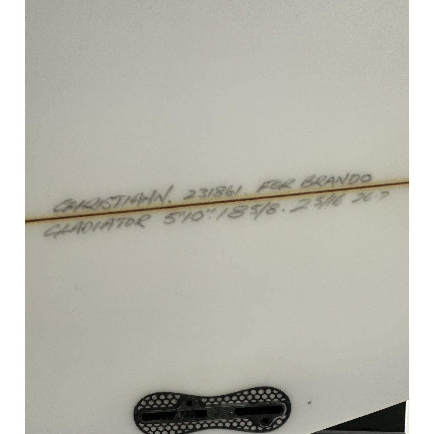Gladiator 5'10" x 18 5/8" X  2 5/16" - 26.70L, 3x  FCS 2 Fin Boxes, PU [Good] - ID:1144487