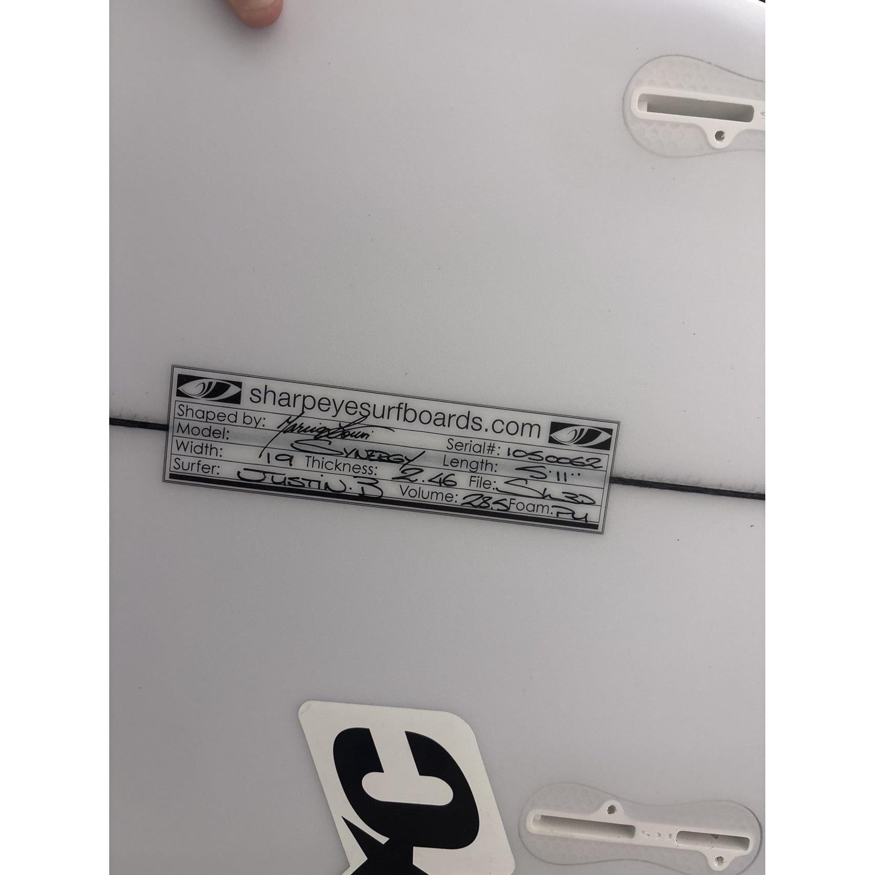 SYNERGY 5'11" x 19" X  2 7/16" - 28.50L, Squash, 3x  FCS 2 Fin Boxes, PU [New] - ID:1050062