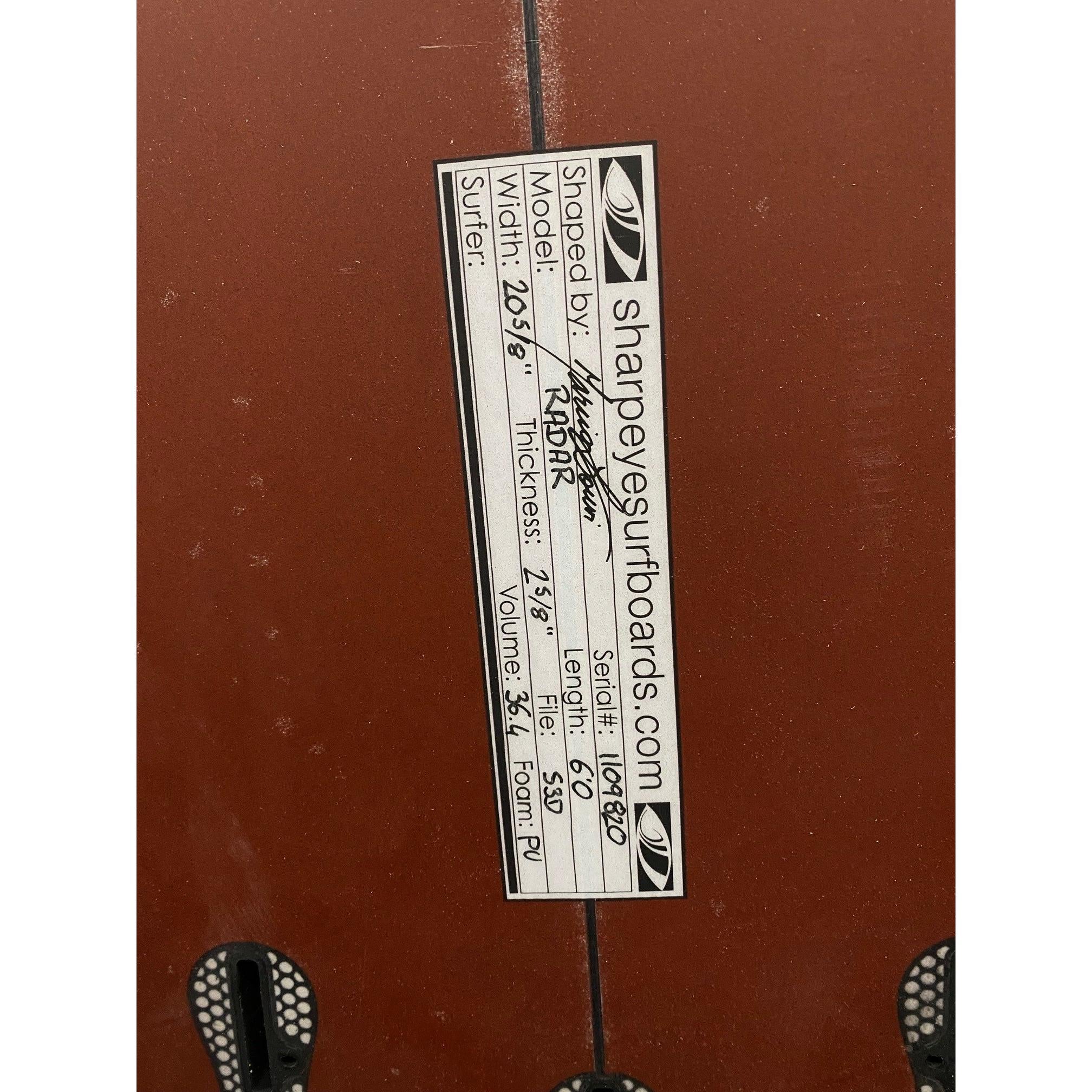 Radar 6'0" x 20 5/8" X  2 5/8" - 36.40L, Swallow, 5x  FCS 2 Fin Boxes, PU [Semi New] - ID:1109820