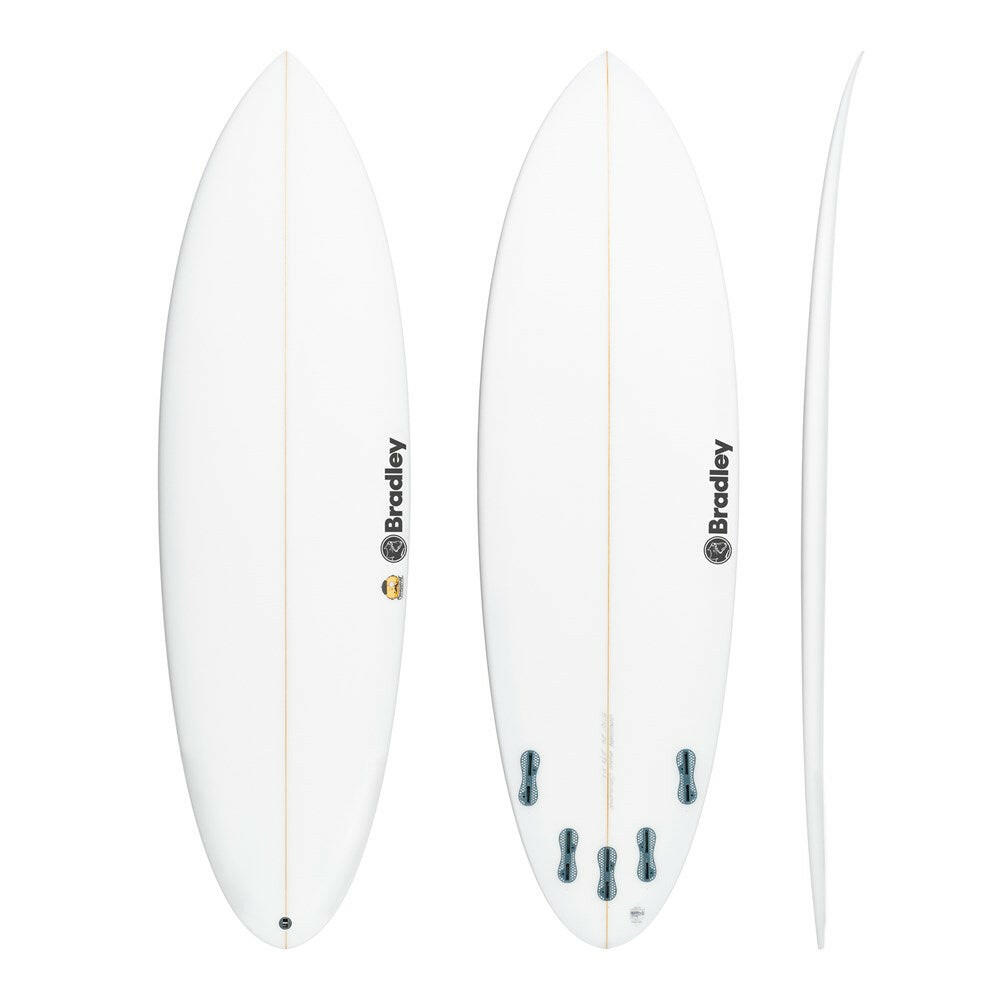 Chocolatine (narrow) 5'10" x 19 1/4" X  2 3/8" - 28.80L, Round Pin, 5x  FCS 2 Fin Boxes, PU - ID:915878 | Shortboard | Bradley | sb915878