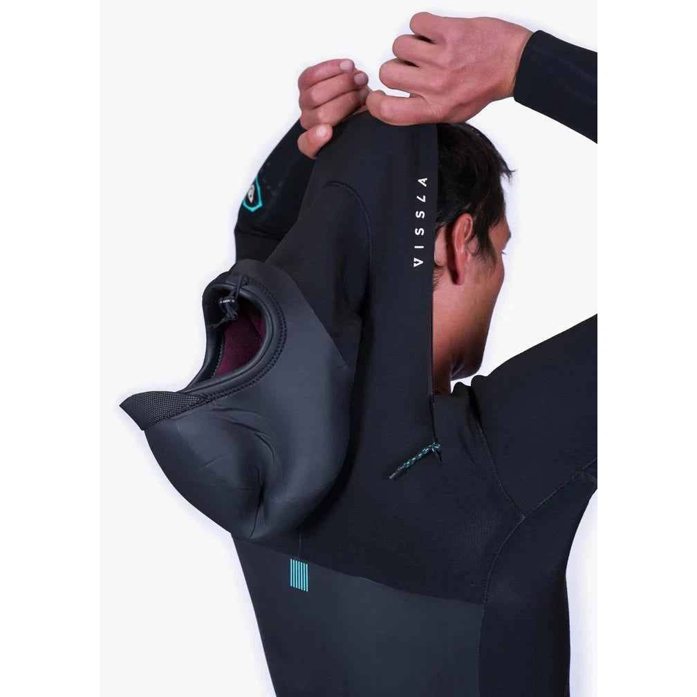 Vissla Wetsuit NEW SEAS 5-4 HOODED V ZIP-BLK